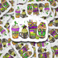 Mardi Gras coffee cup Die cut sticker 3-5 Business Day TAT