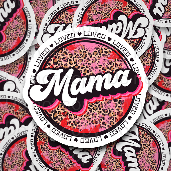 Love Mama leopard circle Valentine Die cut sticker 3-5 Business Day TAT