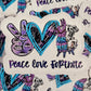 Peace love fort-nite Die cut sticker 3-5 Business Day TAT.