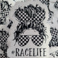 Race life messy bun racelife Die cut sticker 3-5 Business Day TAT.