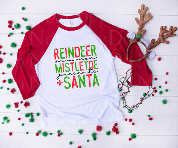 Reindeer snowman mistletoe presents Santa *DREAM TRANSFER* DTF