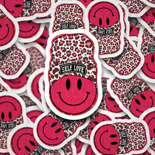 Self love leopard face Die cut sticker 3-5 Business Day TAT