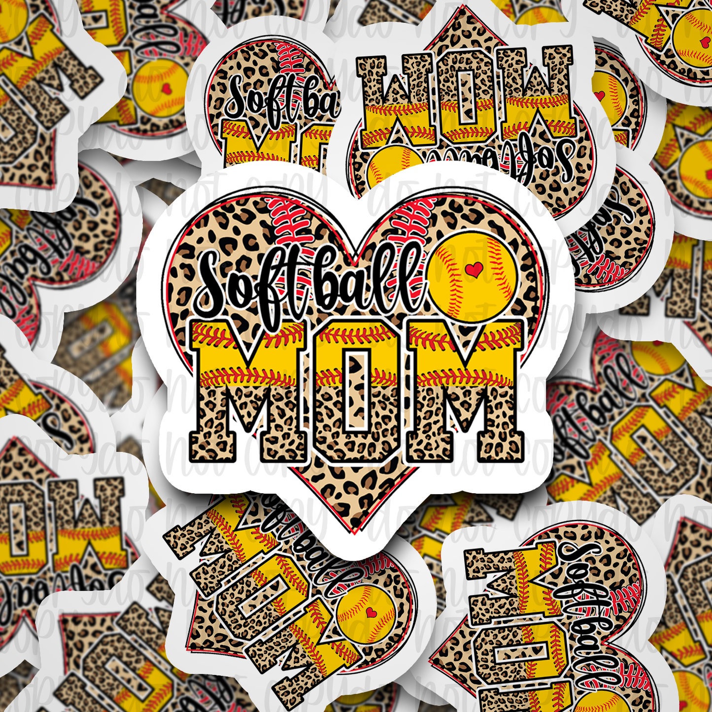 Softball Mom heart Die cut sticker 3-5 Business Day TAT