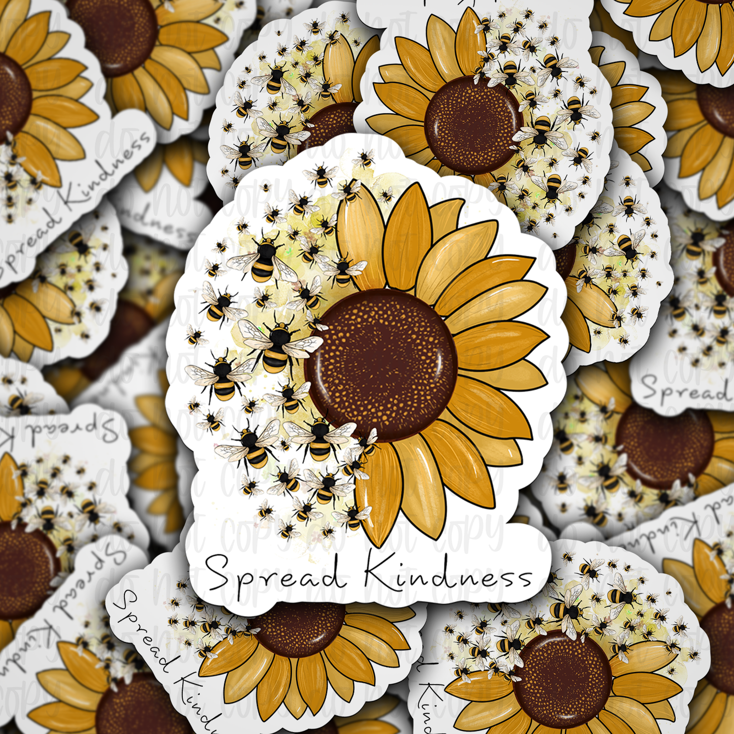 Spread kindness bee sunflower Die cut sticker 3-5 Business Day TAT