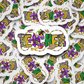 Teacher Mardi Gras Die cut sticker 3-5 Business Day TAT