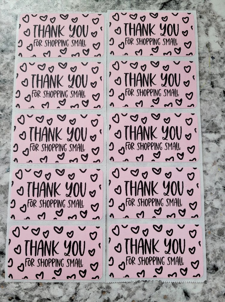 Thank you for shopping small with hearts 50 OR 100 count