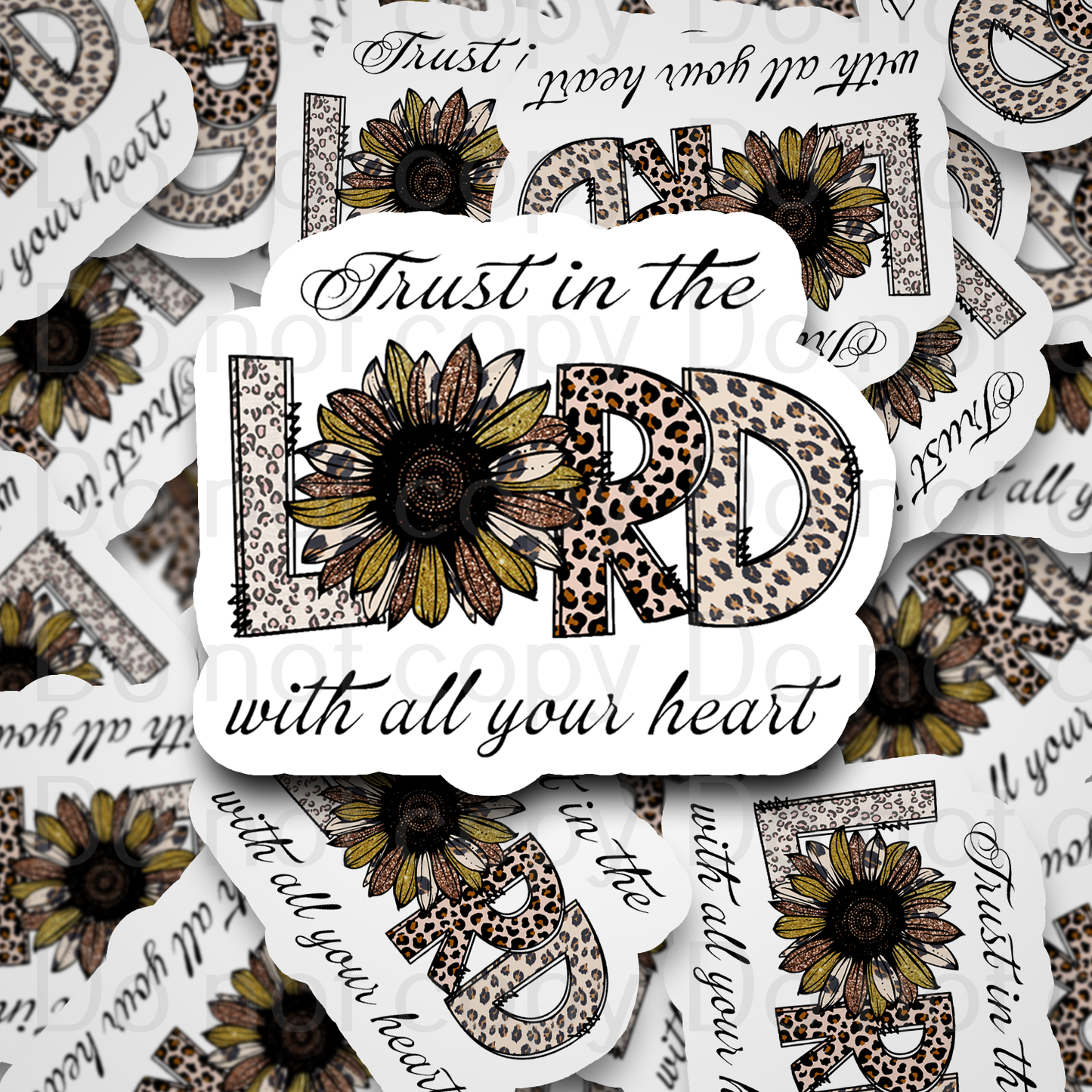 Trust in the lord sunflower leopard Die cut sticker 3-5 Business Day TAT
