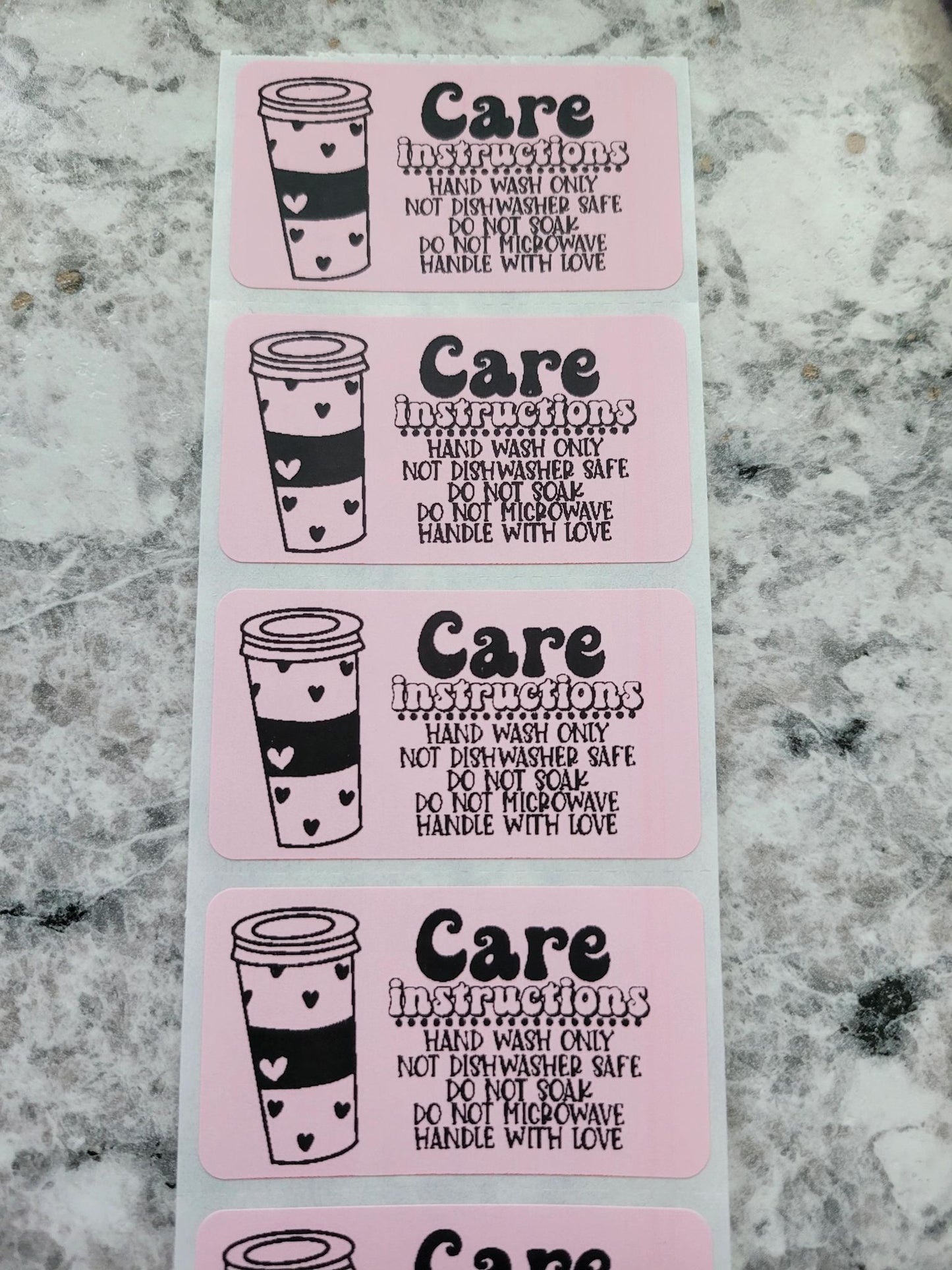 Tumbler care instruction Stickers 50 OR 100 count