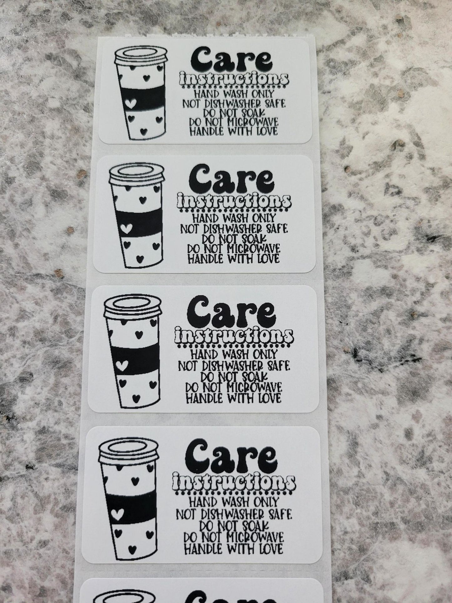 Tumbler care instruction Stickers 50 OR 100 count